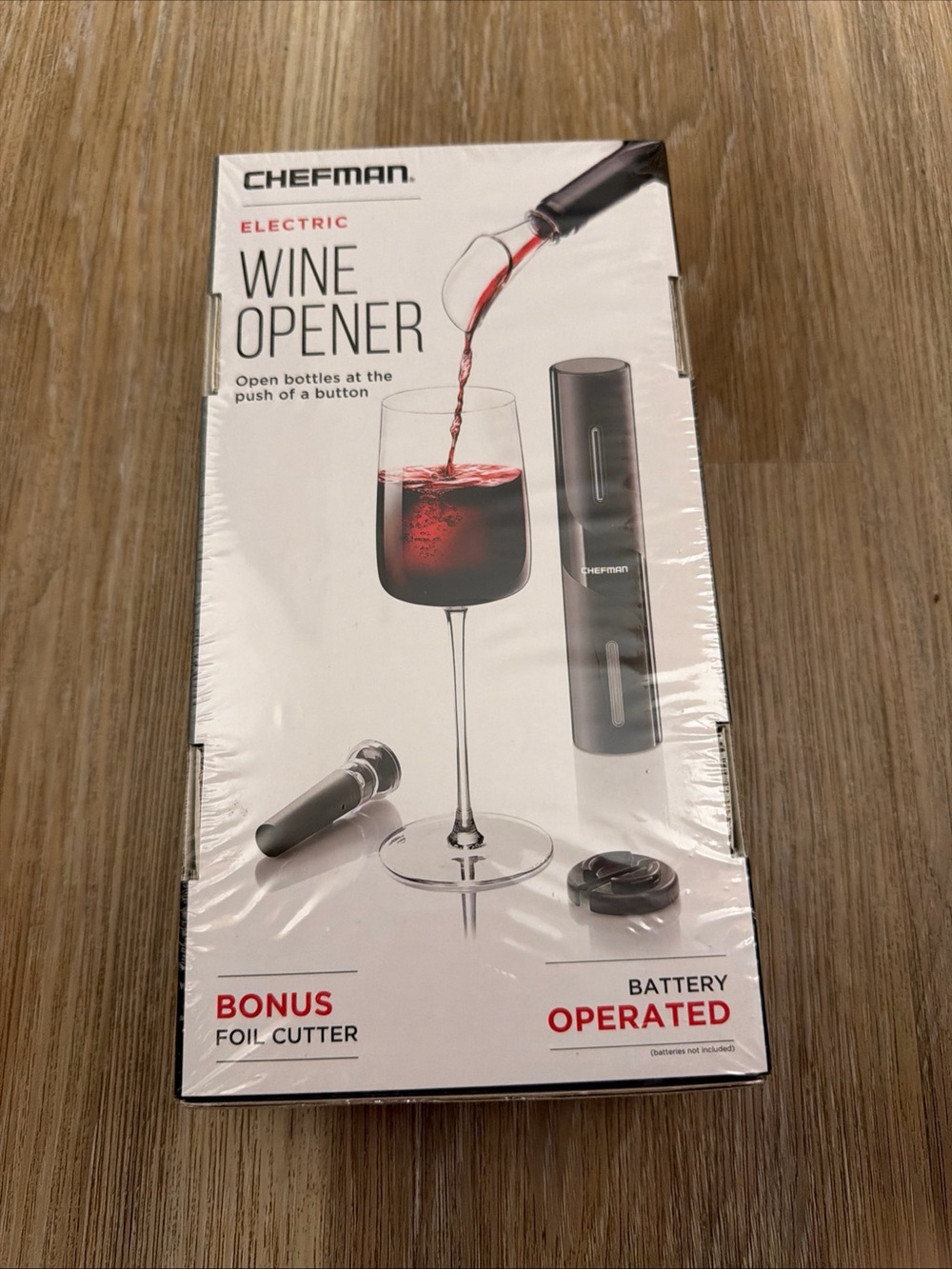 Chefman Electric Wine Opener, 4 Piece Set, 80-bottle battery life Factory Sealed